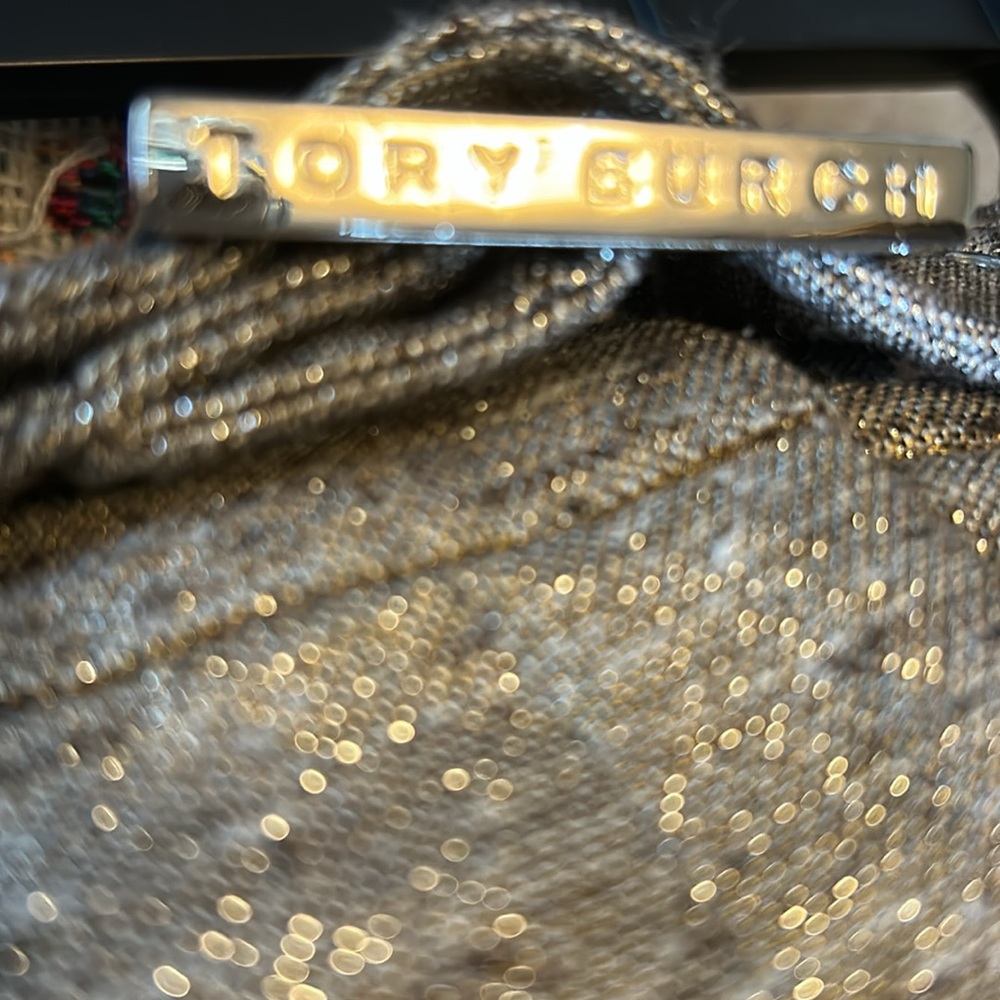 Tory Burch Size 6 silk blend belted skirt. Variegated tan with gold thread. - Picture 7 of 13
